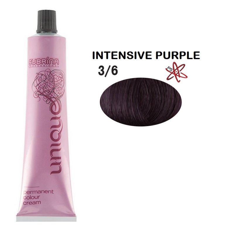 Vopsea de par permanenta Subrina Professional Unique 3/6, Castaniu Inchis Violet Intensiv, 100ml