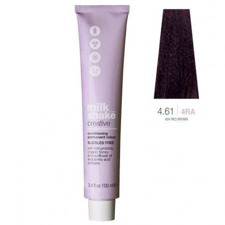 Vopsea permanenta Milk Shake Creative 4.614RA, Castaniu Mediu Rosu Cenusiu, 100ml