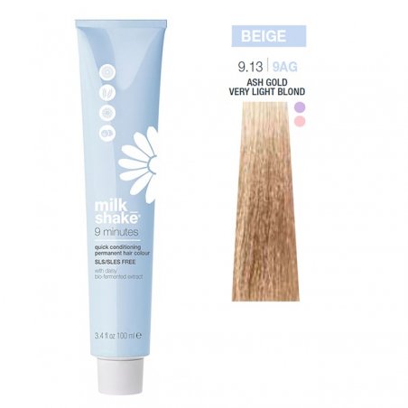 Vopsea permanenta rapida Milk Shake 9 Minutes 9.13, Blond Foarte Deschis Cenusiu Auriu, 100ml