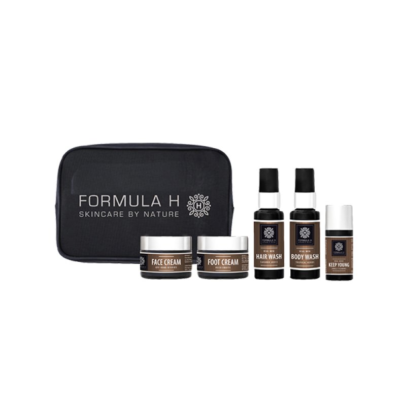 Set Formula H Real Mens Travel Bag, Gel de dus 50ml Sampon 50ml Ser pentru ten 15ml Crema pentru ten 10ml Crema