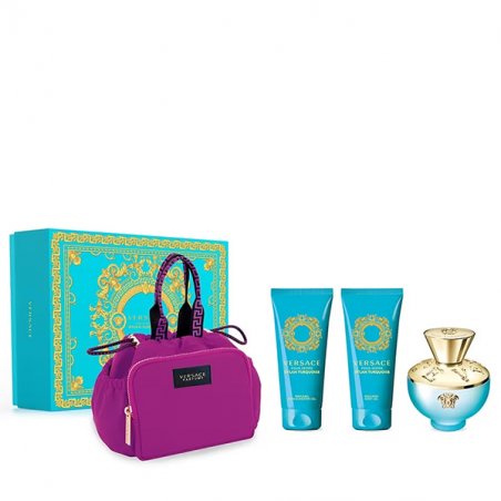 Set Versace Dylan Turquoise, Femei, Eau De Toilette 100ml Lotiune Corp 100ml Gel De Dus 100ml Geanta Cosmetice