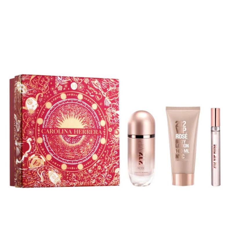 Set Carolina Herrera 212 Vip Rose, Femei, Eau De Parfum 80ml Lotiune Corp 100ml Eau De Parfum 10ml