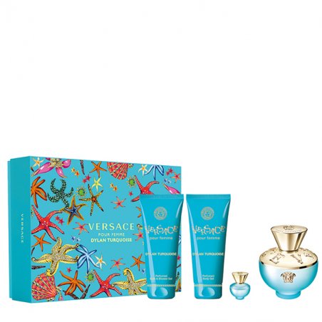 Set Versace Pour Femme Dylan Turquoise, Femei, Eau De Toilette 100ml Gel De Dus 100ml Lotiune Corp 100ml 5ml