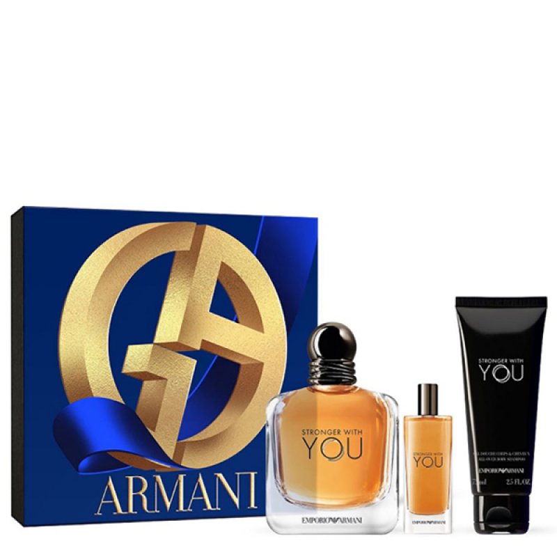 Set Armani Stronger With You, Barbati, Eau De Toilette 100ml Gel De Dus 75ml Eau De Toilette 15ml