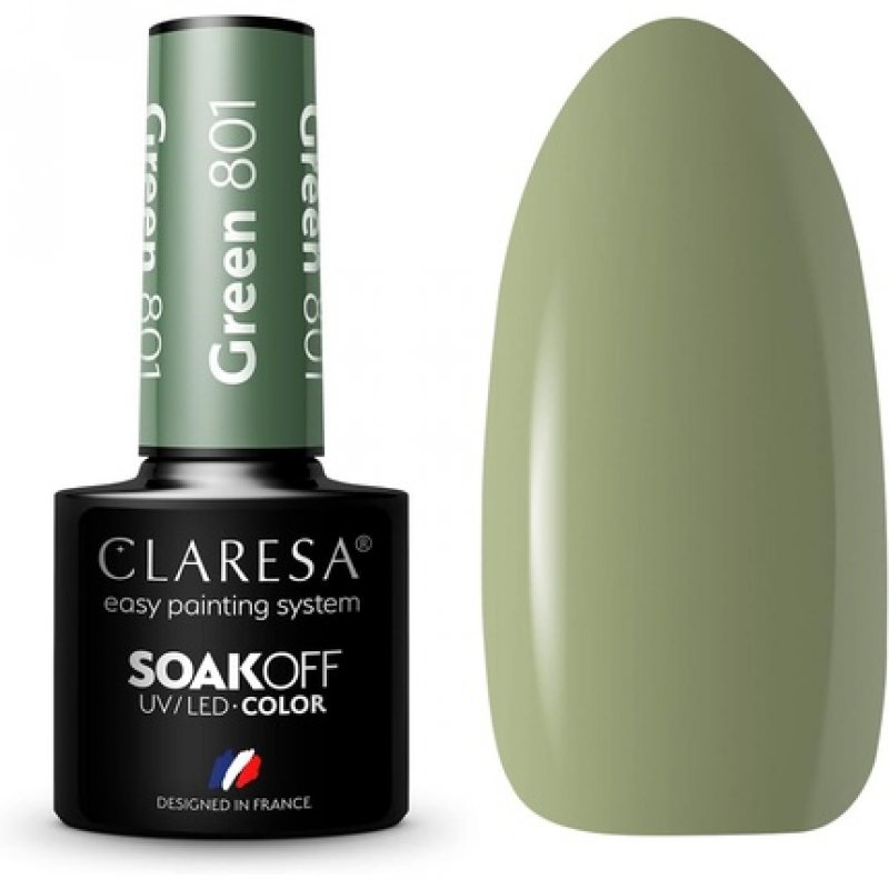 Claresa UV LED Nail Polish Collection Hybrid Manicure Soak Off Green Color No. 801 5ml