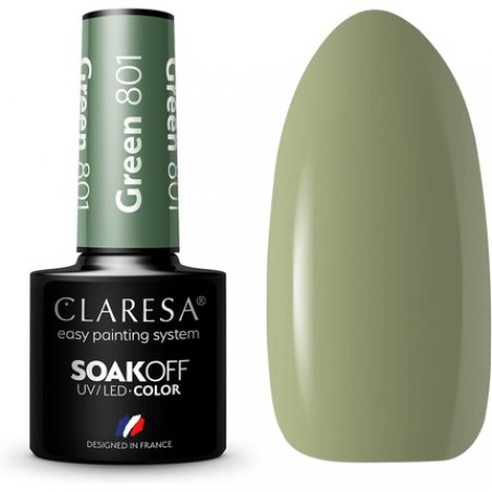 Claresa UV LED Nail Polish Collection Hybrid Manicure Soak Off Green Color No. 801 5ml
