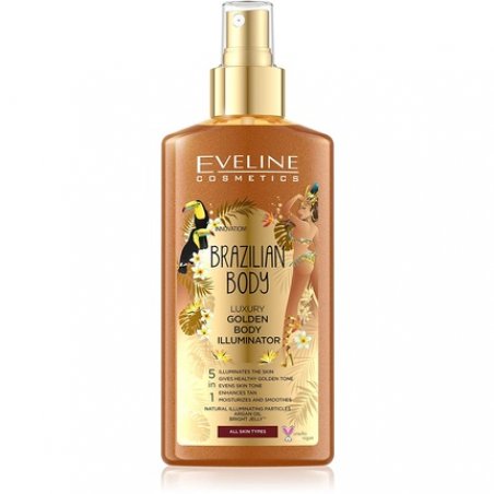 EVELINE Brazilian Body Luxurious Golden Bronzing Mist 5in1 Moisturizes, Brightens, Smooths, Evens Skin Tone 150ml