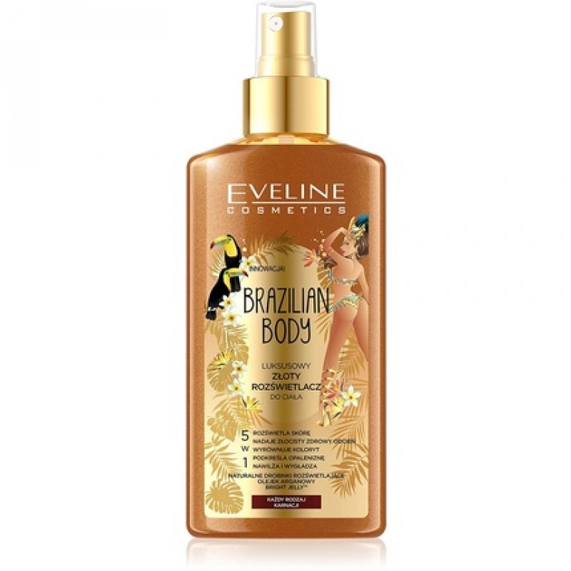EVELINE Brazilian Body Luxurious Golden Bronzing Mist 5in1 Moisturizes, Brightens, Smooths, Evens Skin Tone 150ml