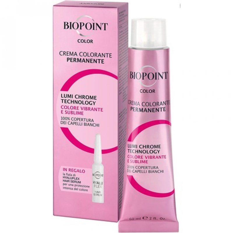Biopoint Color Permanent Colouring Cream 60ml with Hyaluplex Hair Serum 3ml - 4.38 Medium Brown Chocolate