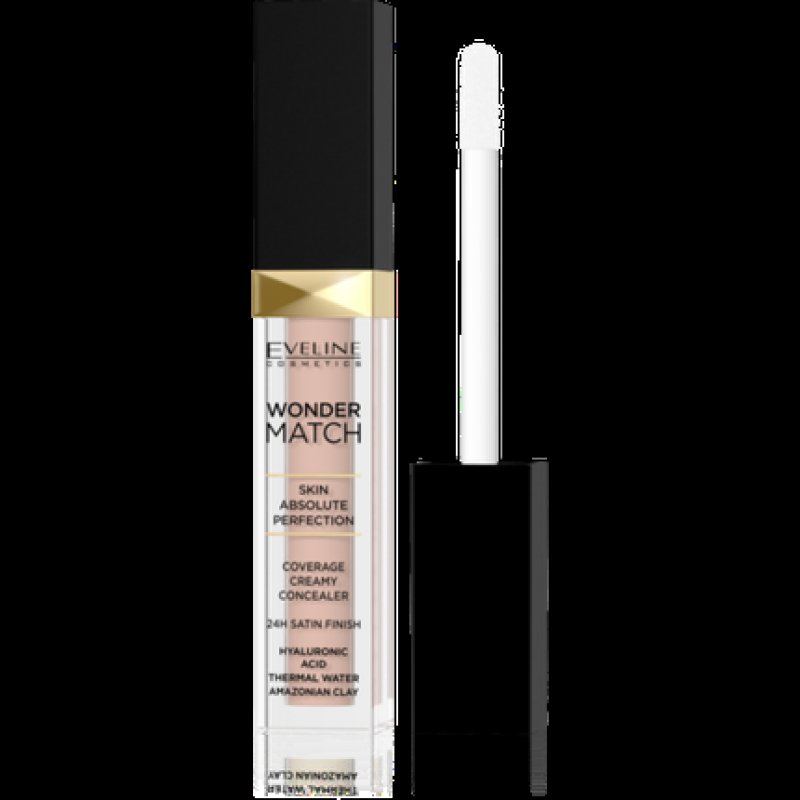 Eveline Wonder Match Creamy Light Liquid Concealer Hyaluronic Acid Peach 7ml
