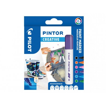 Pilot - Pintor Creative Marker box with 6 classic colors (Medium tip)