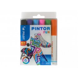 Pilot Pintor Fun marqueur 6 pièce(s) Pointe ogive Noir, Bleu clair, Citron vert, Orange, Rose, Violet