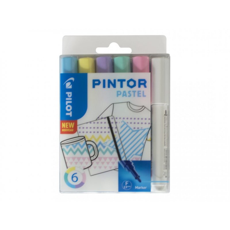Pilot Pintor Pastel marqueur 6 pièce(s) Pointe ogive Bleu, Vert, Rose, Violet, Blanc, Jaune
