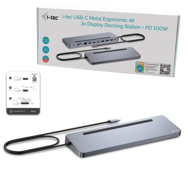 I-TEC USB-C ERGO 3X LCD DOCK METAL ERGONOMIC 4K DOCK PD 100 W