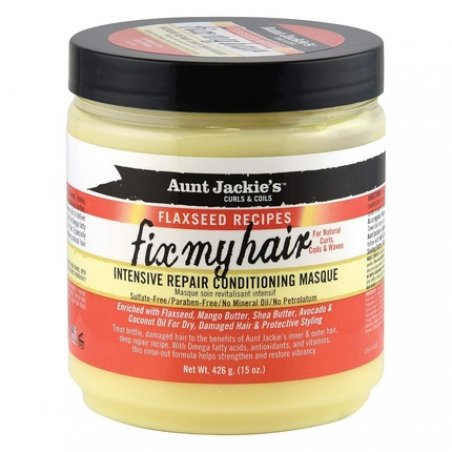 Aunt Jackie's Flaxseed Recipes Fix My Hair Intensive Repair Conditioning Masque 15 Ounce Jar