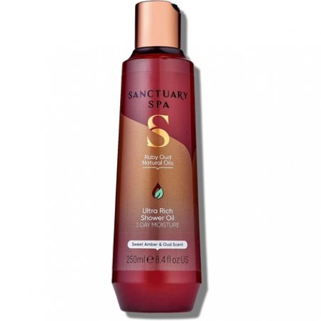 Sanctuary Spa Ruby Oud Shower Oil for Dry Skin No Mineral Oil Cruelty Free and Vegan 250ml