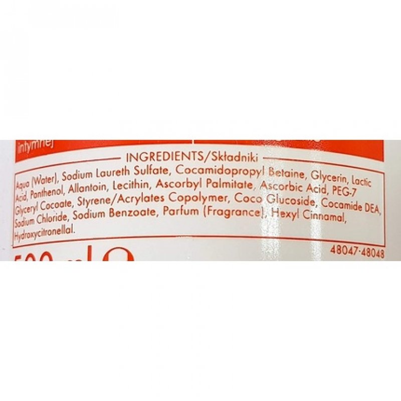 Ziaja Intimate Cream Wash with Ascorbic Acid for Mucosal Injury Prevention 500ml