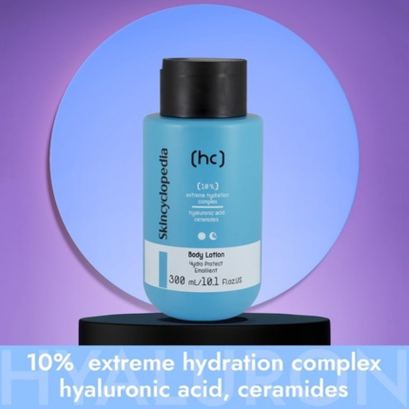 Skincyclopedia Hyaluronic Acid Body Moisturizer with Glycerin, Niacinamide, Ceramides, Shea Butter and Almond Oil 300ml