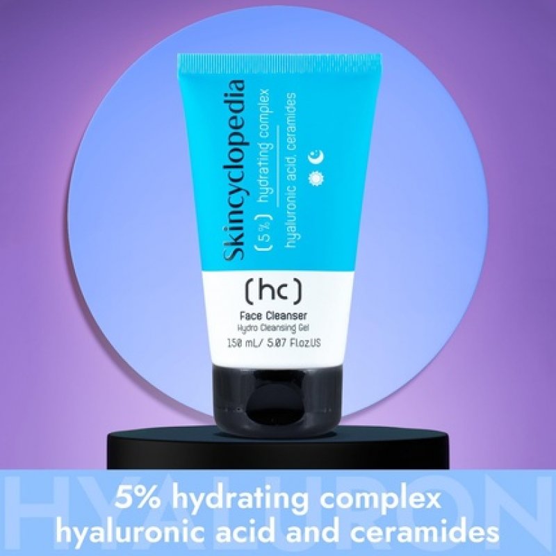 Skincyclopedia Hydrating Face Wash for Dry Skin with 5% Hyaluronic Acid, Ceramides and Niacinamide 150ml