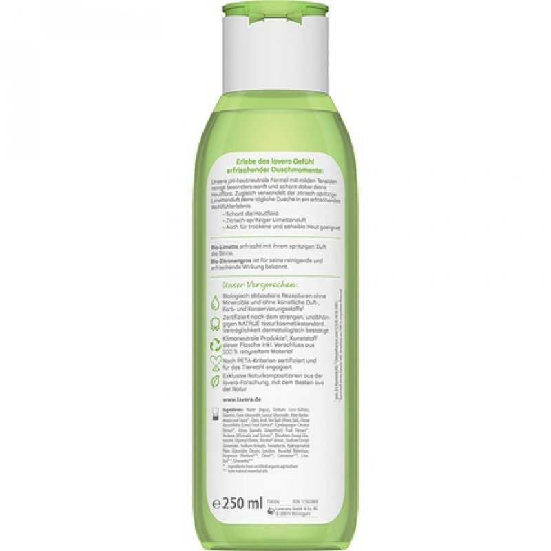 lavera Refreshing Care Shower Gel with Organic Lime and Organic Lemongrass 250ml