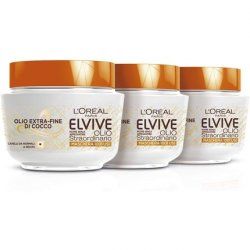 L'Oréal Paris Elvive Nourishing Mask Extraordinary Fine Coconut Oil for Normal to Dry Hair 300ml - Pack of 3