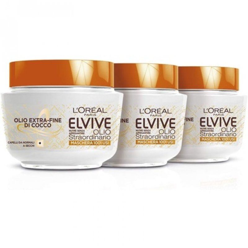 L'Oréal Paris Elvive Nourishing Mask Extraordinary Fine Coconut Oil for Normal to Dry Hair 300ml - Pack of 3