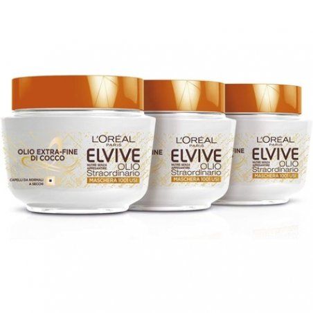 L'Oréal Paris Elvive Nourishing Mask Extraordinary Fine Coconut Oil for Normal to Dry Hair 300ml - Pack of 3