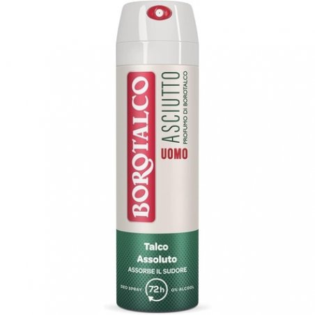 Borotalco Dry Spray Deodorant for Men Alcohol-Free with Absolute Talcum 150ml