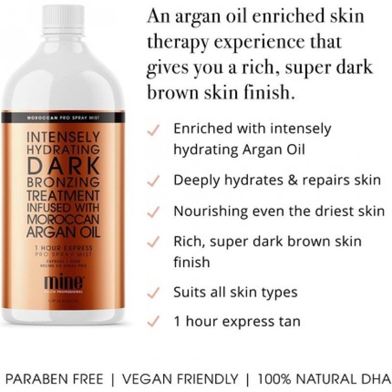 Minetan Body.Skin Moroccan Pro Spray Mist Argan Oil Enriched Salon Professional 1 Hour Express Tan 1L