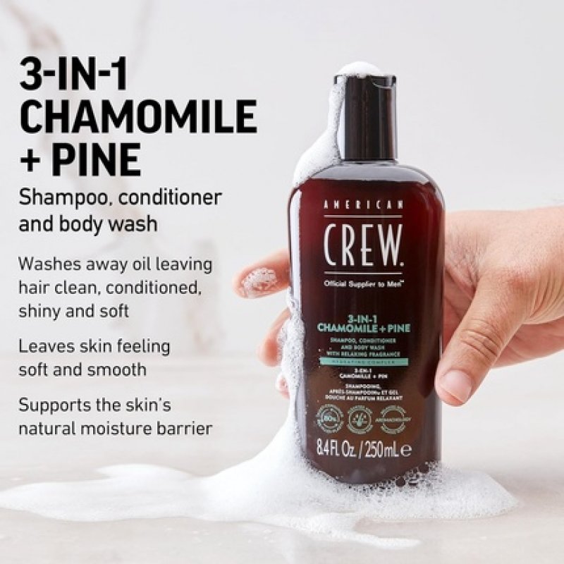 American Crew 3-IN-1 Chamomile Pine Shampoo Conditioner and Body Wash 15.2 Fl Oz