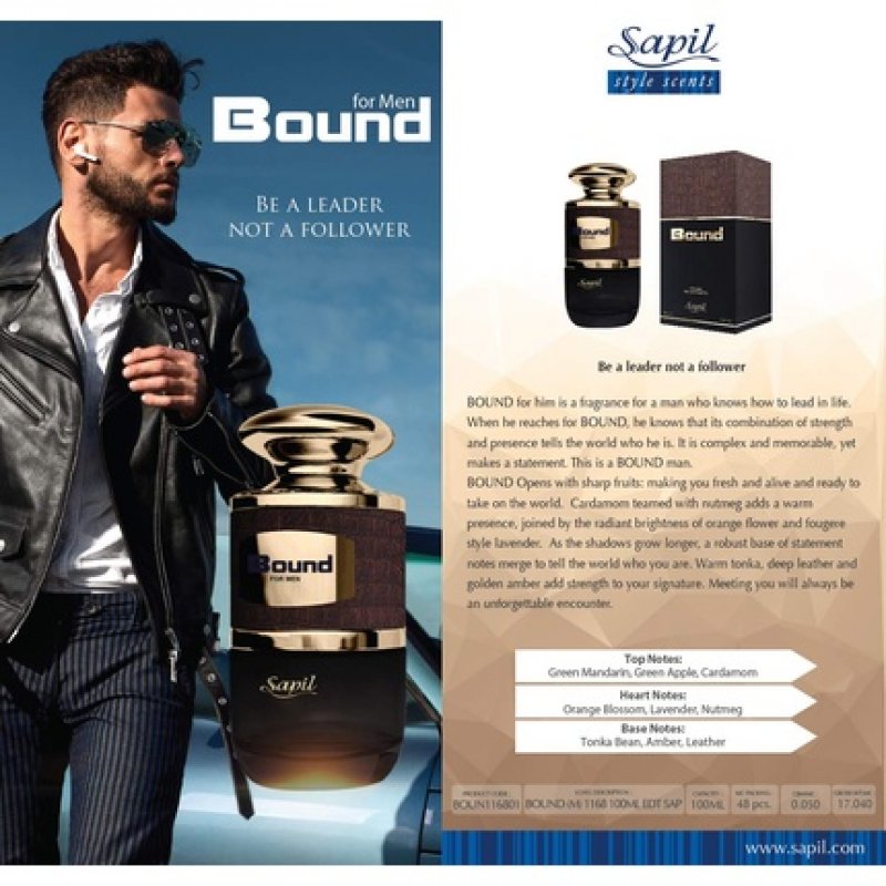 Sapil Bound for Men 100ml Fragrance Spicy Woody Long Lasting