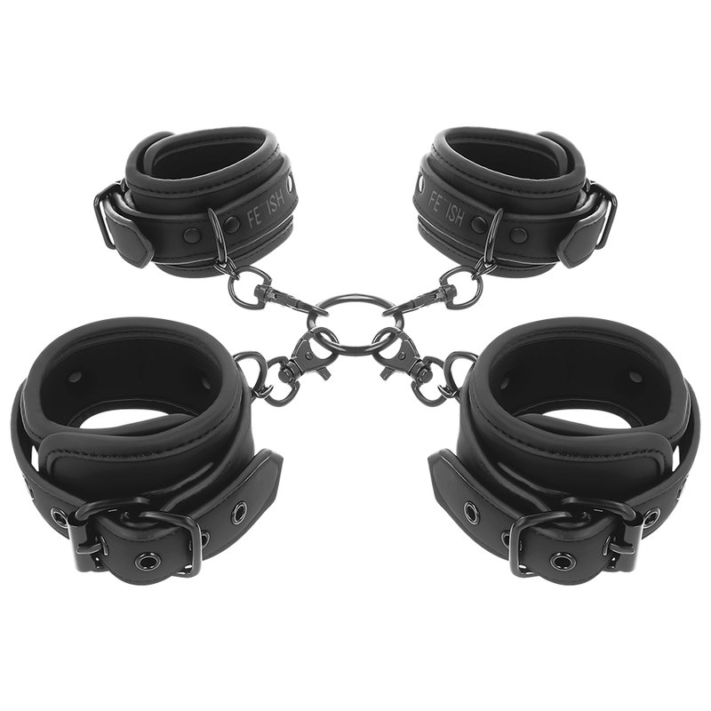 FETISH SUBMISSIVE - SET OF HAND AND ANKLE HANDCUFFS WITH NOPRENE LINING