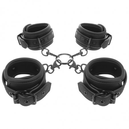 FETISH SUBMISSIVE - SET OF HAND AND ANKLE HANDCUFFS WITH NOPRENE LINING