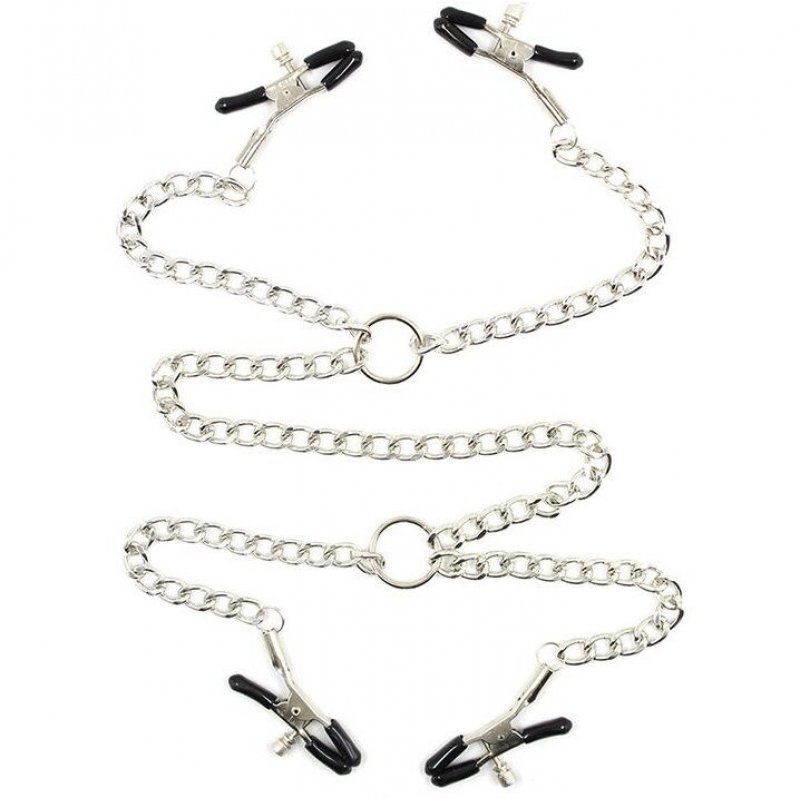 OHMAMA FETISH - 4 NIPPLE Clamps WITH CHAINS