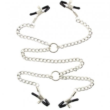 OHMAMA FETISH - 4 NIPPLE Clamps WITH CHAINS