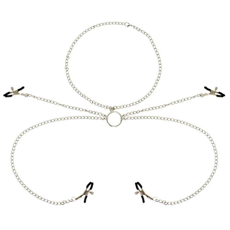 OHMAMA FETISH 4 NIPPLE CLAMPS WITH CHAIN NECKLACE