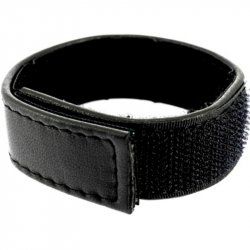 LEATHER BODY COCK AND BALL STRAP VELCROED ADJUSTABLE - BLACK