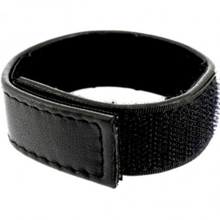 LEATHER BODY COCK AND BALL STRAP VELCROED ADJUSTABLE - BLACK
