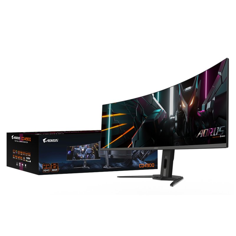 AORUS CO49DQ OLED Curved Gaming Monitor - 5120x1440(DQHD), 1800R, 144Hz, 0.03ms, KVM, FreeSync Premium Pro, HDMI 2.1