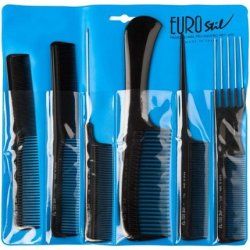 EUROSTIL Professional Case with 6 Combs for Unisex Adults - Black