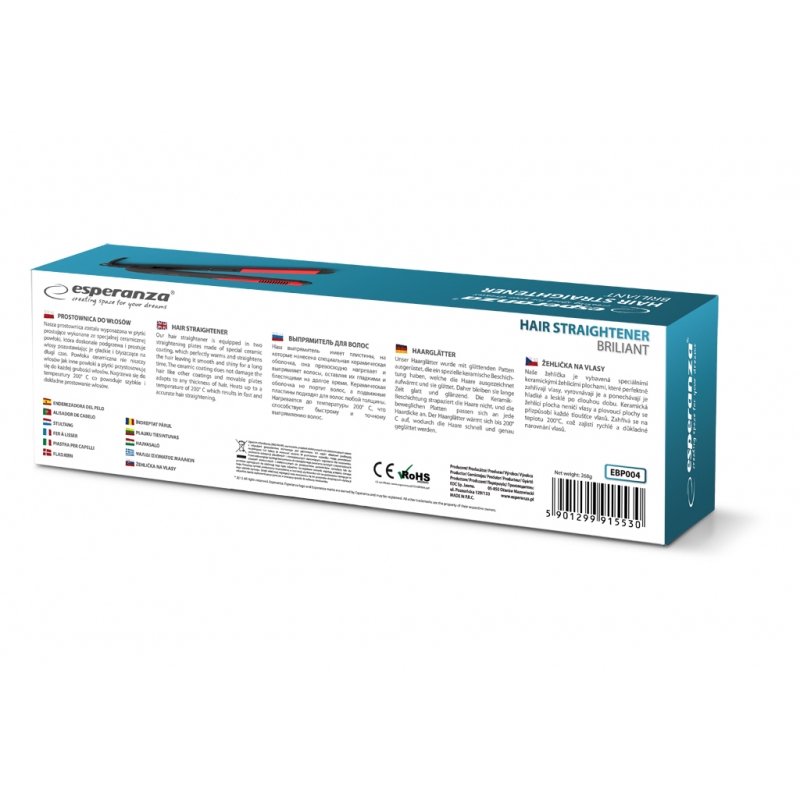 Esperanza EBP004 brosse soufflante et fer à lisser Noir, Rouge 35 W