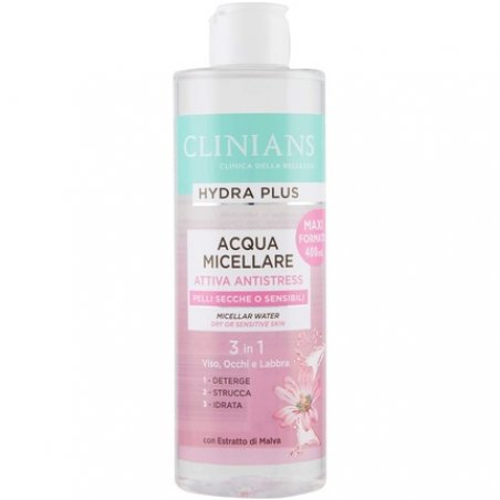 Clinians Hydra Plus Micellar Anti-Stress Water with Malva Extract for Dry or Sensitive Skin 400ml