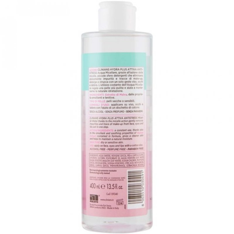 Clinians Hydra Plus Micellar Anti-Stress Water with Malva Extract for Dry or Sensitive Skin 400ml