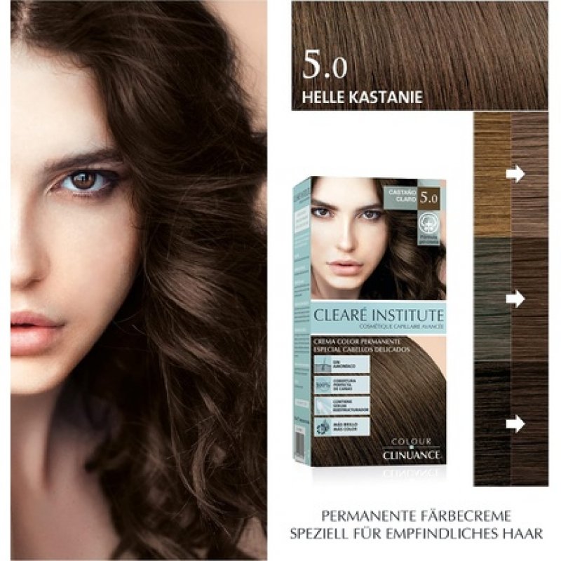 Colour Clinuance 5.0 Light Brown Hair Dye for Sensitive Hair - Permanent Color without Ammonia - More Shine - Intense