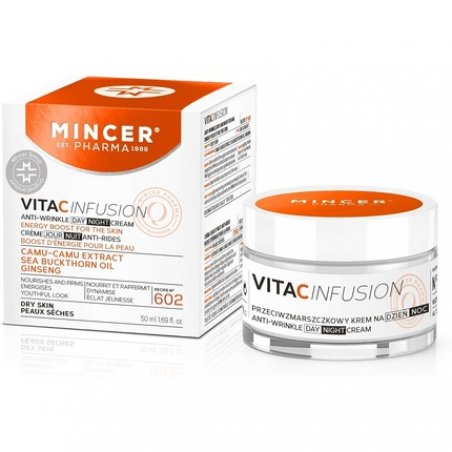 Mincer Pharma Vita C Infusion Anti Wrinkle Day Cream for Dry Skin with Camu-Camu Extract, Sea Buckthorn Oil and Ginseng