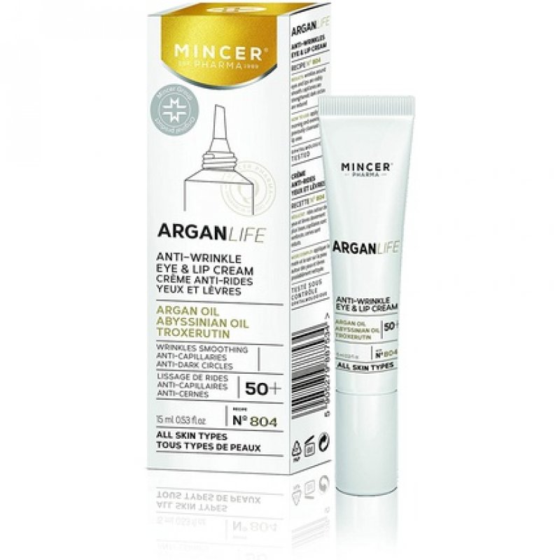 Mincer Pharma Argan Life 50 Anti-Wrinkle Anti-Capillary Anti-Dark Circles Eyes and Lip Cream 15ml