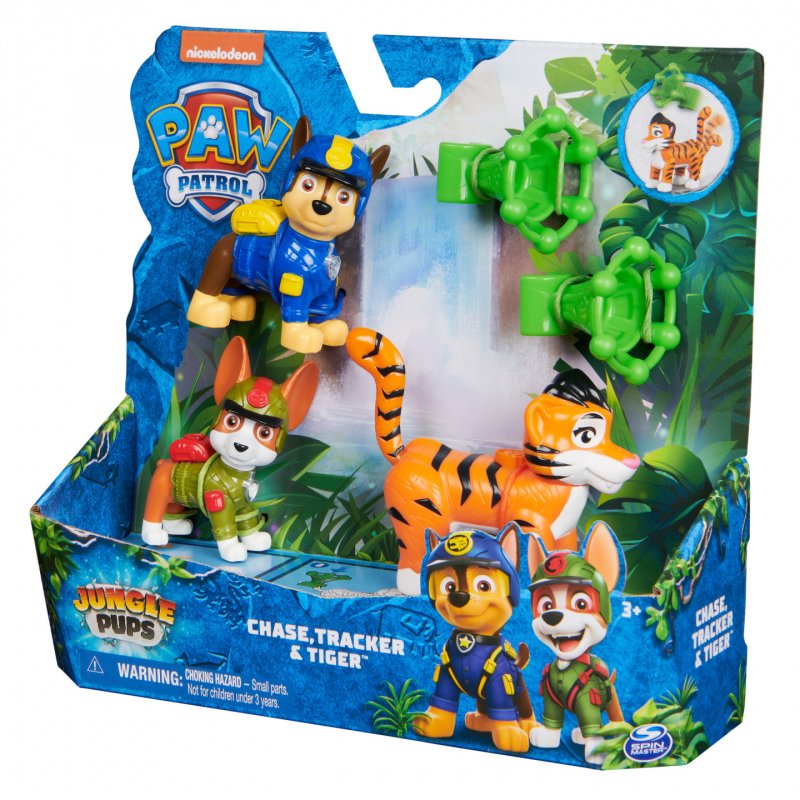 PAW Patrol : Jungle Pups Chase, Tracker & Tiger Action Figures with Projectile Launcher, Kids Toys for Boys and Girls