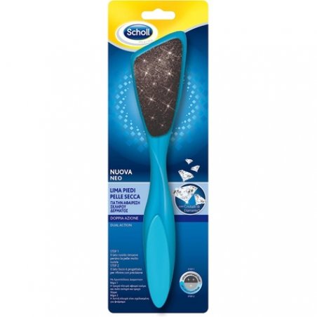 Scholl Double Action Foot File with Diamond Crystals for Calluses and Corns - Non-slip Grip