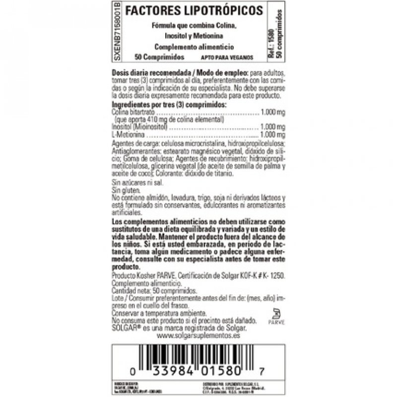 Solgar Lipotropic Factors Tablets 50
