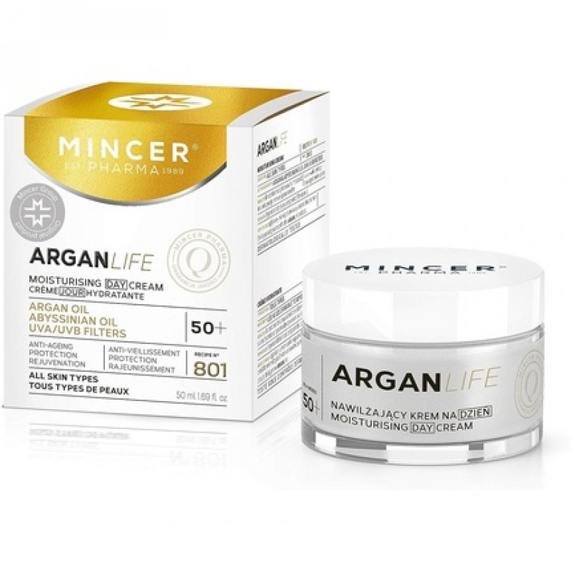 Mincer Pharma Argan Life 50 Moisturizing, Rejuvenating, Protective Anti-Aging Day Cream for All Skin Types with Argan